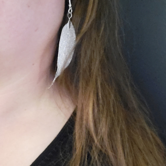 Filagree leaf earring silver - Picture 3 of 4